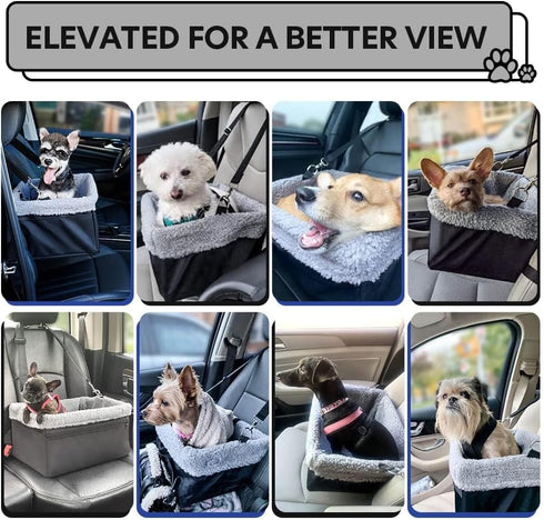 20lbs, Dog Car Seat for Small Pets Under Booster Seat with Metal Frame, Double-Layer Oxford Fabric, Safety Leash