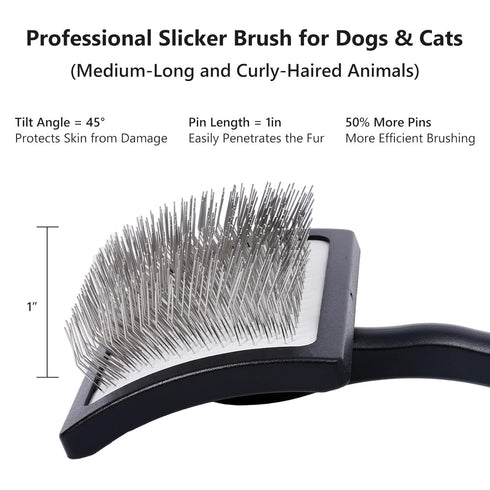 ORXOOZW 3PCS Slicker Brush for Dogs & Pet Comb,Professional Dog Grooming Brush (Goldendoodles,Poodles,Labradoodles)