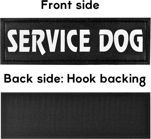 4 PCS Tactical Dog Patches with Hook Backing, Reflective SERVICE DOG and IN TRAINING Tags