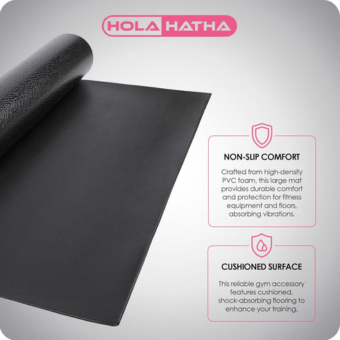 HolaHatha Lightweight Padded Exercise Mat, High Density PVC Foam Pad for Yoga and Workout Activity, Medium, Grey