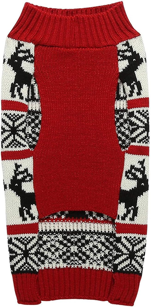 Lanyarco Ugly Dog Christmas Sweater, Vintage Knit Xmas Reindeer Holiday Outfit, XL Size Back Length 20"