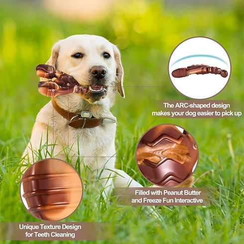 PETSTA Indestructible Dog Toys for Aggressive Chewers, Real Beef Flavored Dog Bone for Large and Medium Breeds