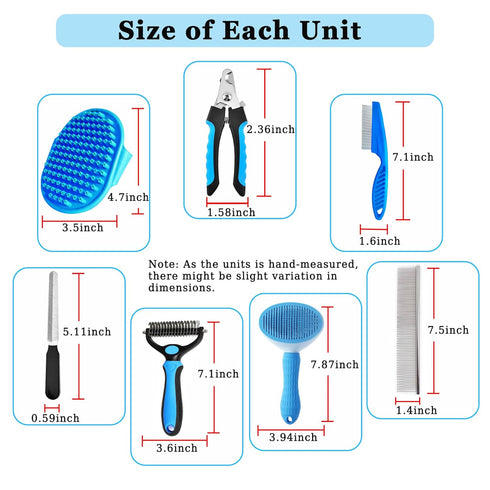 Generic 7PCS Dog Grooming Brush Kit for Shedding and Matted Fur, Self-Cleaning Slicker Brush with Undercoat Rake, Flea
