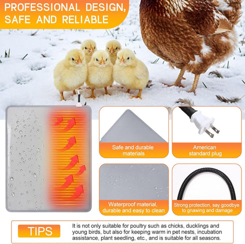 2 20 14 Inch 30-Level (25-60c) 10-Hour Remerry Pcs Chicken Heated Pads x Pet Heating Pad Small Animal Indoor Outdoor