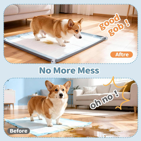 Greatbond 24" 24", 4 Pee Pad Holder for Dogs x Silicone Potty Tray with Holder Clamps, High Edge No-Spill Dog Training