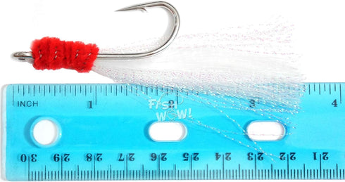 50 7/0 Pieces unrigged Shrimp Flying Hooks with White Krystal Flash