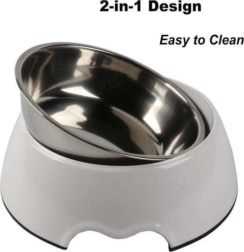 M&BGWPP Melamine Plastic Dog Food Bowl, Non-Skid Base, 2-in-1 Removable Stainless Steel Feeder Holder