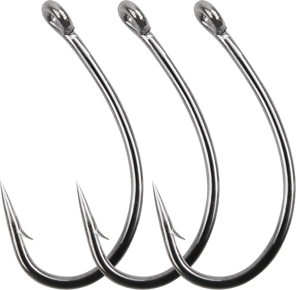 AGOOL Fly Tying Hooks, 50/150pcs Carp Fishing Hooks High Carbon Steel Barbed