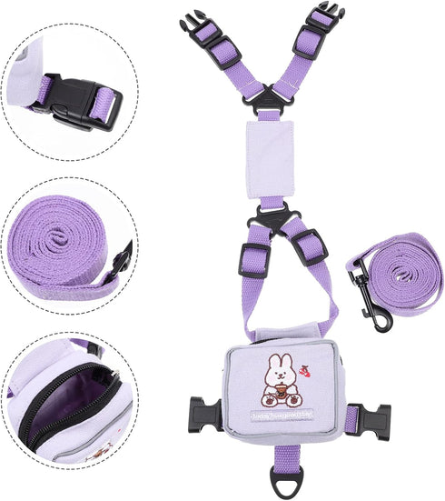 iPlusSmile Pet Backpack Harness with Leash for Small Cat Dog, Adjustable Mini Carrier Backpack for Walking Travel
