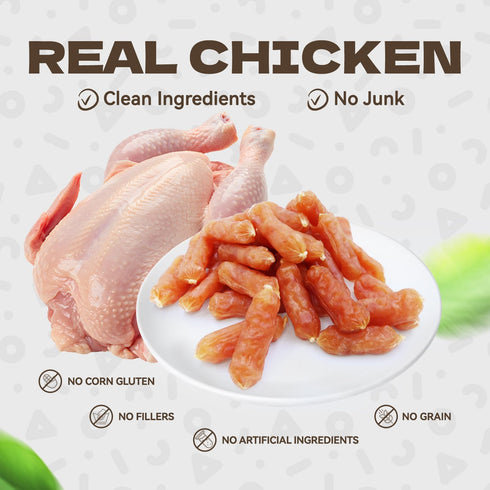 10.58oz Chicken Sausage Dog Treats, High Protein Chicken Jerky Training Treats Skiny Coat Soft Dog Chews Pet Snacks