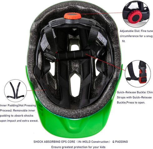 SIFVO Kids Helmet, Adjustable Lightweight Bike Helmet for Boys and Girls 5-14, Cool Visor, Youth Bike Helmet 50-57cm