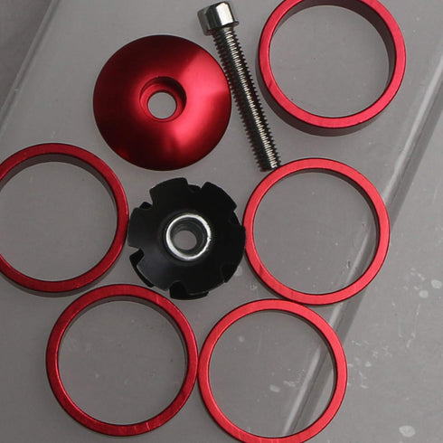 GANOPPER 1 1/8 Inch Headset Spacer with Stem Top Cap - Headset Star Nut in Black, Red, Blue, Gold