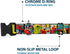 Dog Collar Plastic Clip Marvel Retro Comic Panels, Black Yellow, 6 to 9" Wide
