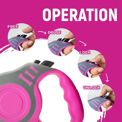 Retractable Dog Leash, Automatic Telescopic Tape, 10/16 FT Durable with Folding Bowl, for Small Medium Dogs