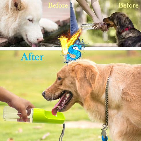 Sofunii Dog Water Bottle for Walking, Portable Pet Travel Drink Cup, 15oz Capacity, Leak Proof & BPA-Free (Green)