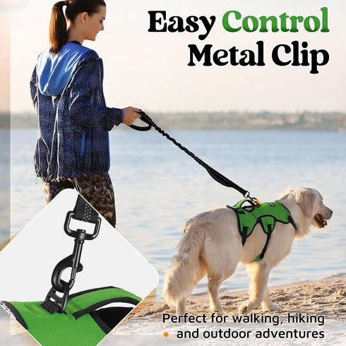 rabbitgoo Escape Proof Dog Harness, Reflective No Pull Vest, Soft Padded, Adjustable, Large, Green