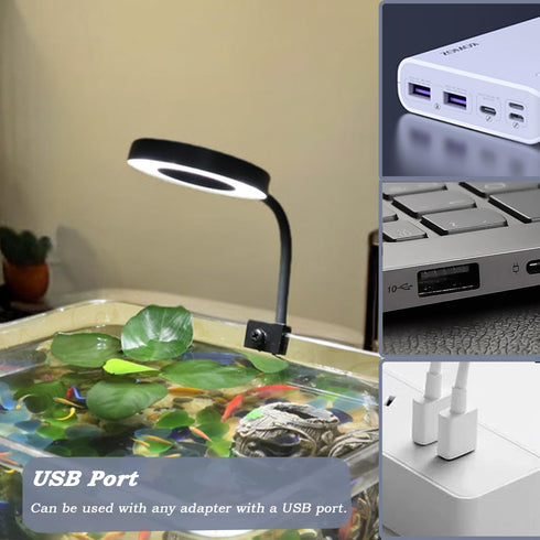 Upgraded Clip On LED Light for Fish Tank, Small USB Light with Dimmer for 1 to 5 Gallon Tanks