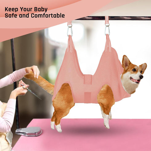 Dog Grooming Hammock with Security Strap, Medium Dog Holder for Nail Trimming, Hanging Harness