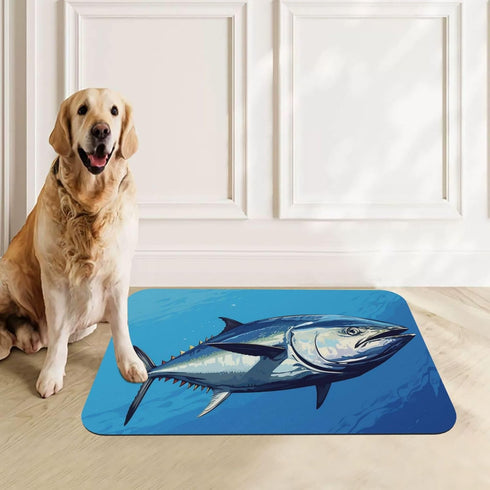 FNAMIQONRE Dog Food Mat Waterproof Anti-Slip Dog Bowl Mats for Food and Water Colorful Tuna Pet Feeding Mat Absorbent