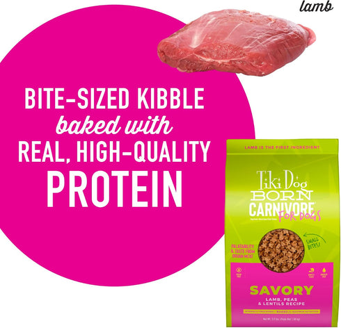 Tiki Dog Born Carnivore for Dogs, Savory Lamb, Peas & Lentils Recipe, Grain Free, 3.5 lbs. Bag