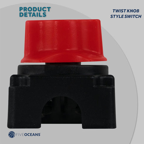 Five Oceans Marine Battery Disconnect Switch On-Off with Knob, 250 Amp Continuous, 12-24 Volts - FO3510