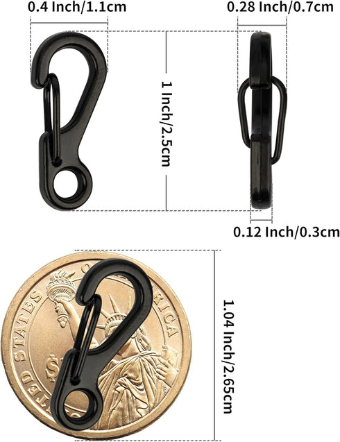 SWATOM Small Mini Carabiner Clip Tiny Spring Snap Hook Keychains, Micro Carabiners for Outdoor Hiking Fishing Camping