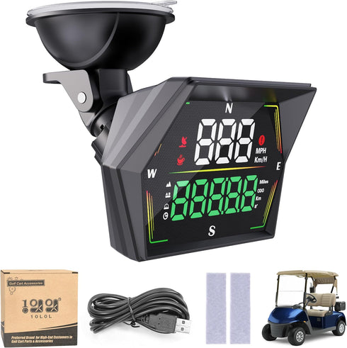10L0L Golf Cart GPS Speedometer, HUD Digital Display with MPH/KMH, Compass Overspeed Alarm