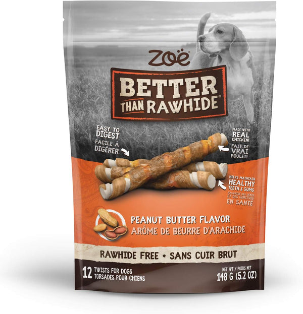 Zoe Peanut Butter Twists Dog Treats, 148 GR