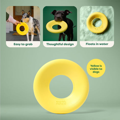 Earth Rated Flying Disc Dog Toy - Interactive Flying Saucer for Adult and Puppy Dogs - Floats in Water