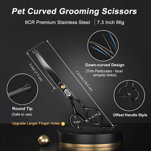7 Inch Set Trimming CIICII Dog Grooming Scissors Kit, Professional Pet Grooming Scissors with Safety Round Tip
