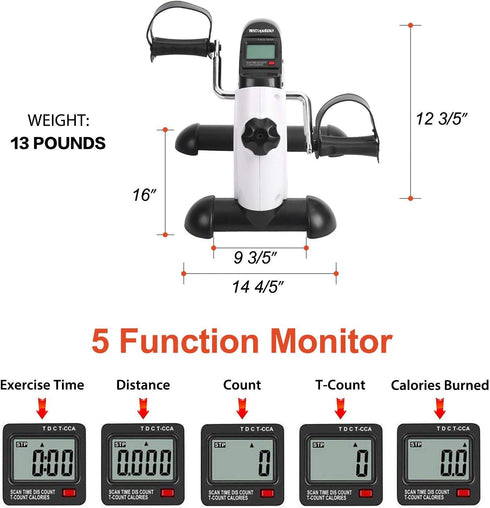 Under Desk Bike Pedal Exerciser – Portable Home Exercise Bike Pedal Exerciser, Foot Peddler for Therapy Bicycle Leg