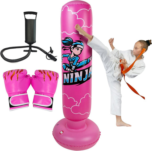Onirii Kids Inflatable Punching Bag,66 Inch Large Stable Kids Inflatable Boxing Bag
