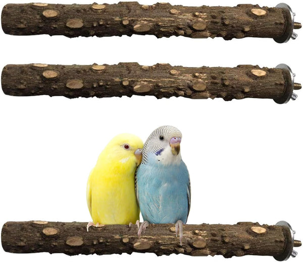 PINVNBY 3Pcs Bird Perches for Cage, Nature Wood Prickly Parrot Stand Toy for Small Medium Birds, Parakeet Cockatiel
