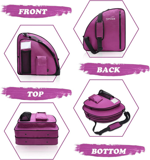 TOPOWN Ice Skate Bag, Roller Skates Bag for Men and Women, Premium Black Ice Skate Bag, Rose Red