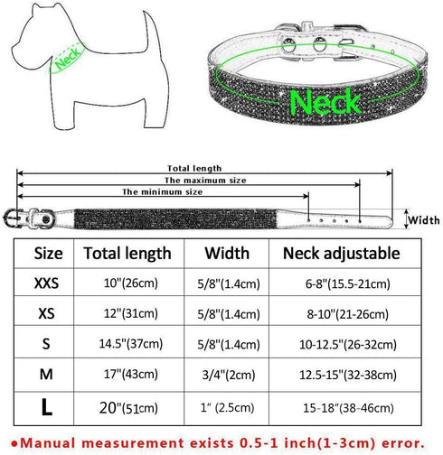 Rhinestone Dog Collar, Cute Dazzling Sparkling Soft Suede Leather Adjustable Pet Dog Cat Collar Crystal Diamond for Puppy Small Medium Large Dogs (L:38-46cm, Blue-6)