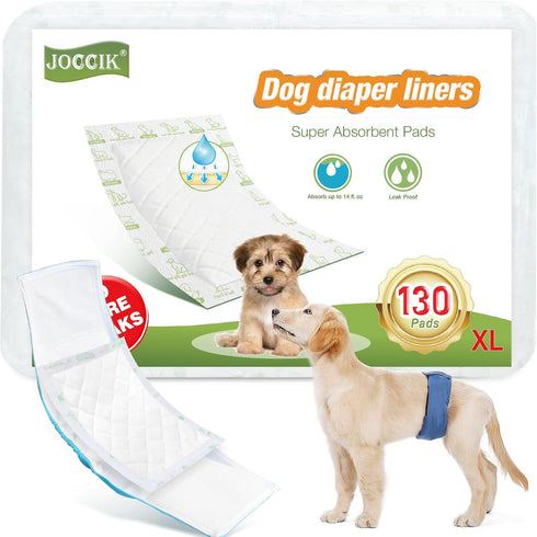 Dog Diaper Liners 130ct Super Soft and Absorbent Dog Diaper Booster Pads