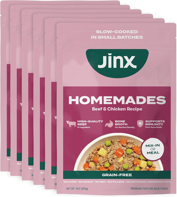 Jinx Beef & Chicken Grain Free Wet Dog Food Pouches, Meal or