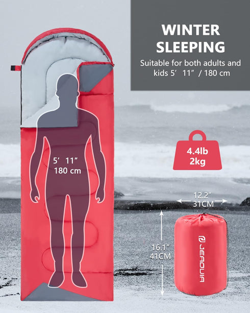 Sleeping Bags for Adults, Lightweight Waterproof Cold Weather Sleeping Bag for Camping Hiking Outdoor Travel with