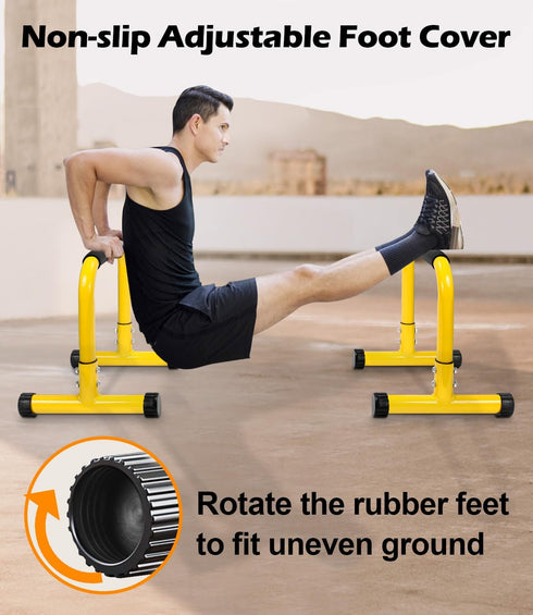 TABEKE Push Up Bar, 14'' High Steel Parallettes & Dip Bar with Foam Handle for Home Gym Strength Training