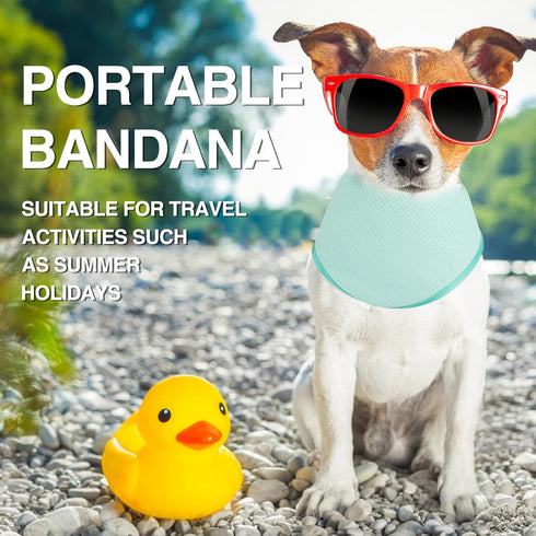 3 Pack Dog Ice Bandana Cooling Collars - Breathable Triangle Scarfs for Dogs and Cats in Hot Weather, Green