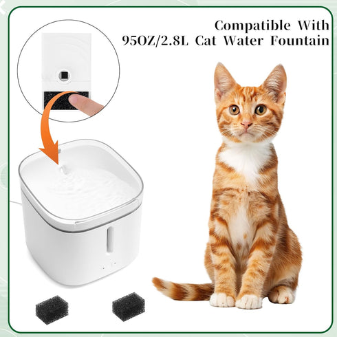 IANFAN 10 92oz/2.8L Pcs Cat Water Fountain Sponge Replacement, Cat Water Foam Filters Square Sponge Filter for Pet