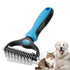 Pet Grooming Brush - Double Sided Undercoat Rake for Dogs & Cats, Professional Deshedding Brush for Removing Knots