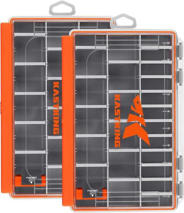 KastKing HyperSeal Waterproof Tackle Box, 3600 and 3700 Tackle Trays, Fishing Box Organizer with Removable Dividers