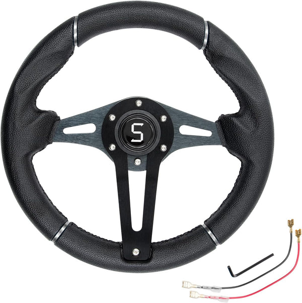 Golf Cart Steering Wheel - 12.5"/320mm Universal for Club Car DS, Precedent, EZGO RXV & TXT, Yamaha (Style 1)