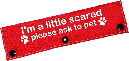 Funny Dog Leash Sleeve I'm a Little Scared, Please Ask to Pet Wrap Alert Hanging ID Patch Tag