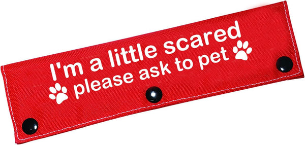 Funny Dog Leash Sleeve I'm a Little Scared, Please Ask to Pet Wrap Alert Hanging ID Patch Tag