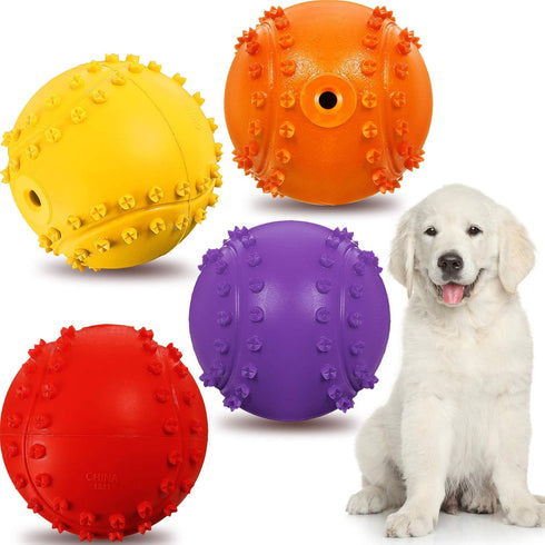 Frienda Squeaky Dog Toy Ball, Reliable Rubber Squeaker for Interactive Puppy Chew Toys, Tennis Shape