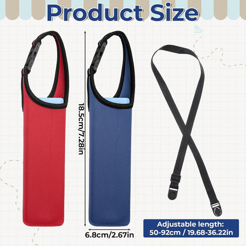 Jxiwfvl 2 PCS Water Bottle Holder with Strap Water Bottle Carrier with Strap Neoprene Sleeve with Carrying Handle