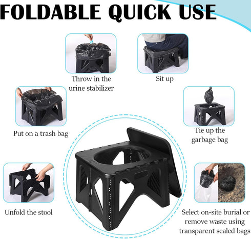 Chicmount Portable Toilet Kit for Camping, Car, Adult Ultralight Foldable Camping Toilet Seat Collapsible Car Potty