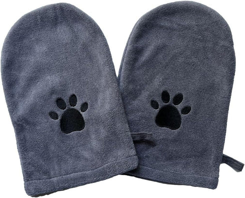 Penny & Niko Microfiber Pet Towel Mitts - 2 Pack Large Paw Cleaning Mitts for Dogs and Cats, Gray
